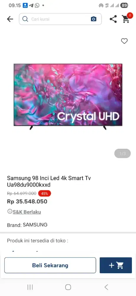 Samsung 98 inci led 4k smarttv ua98du