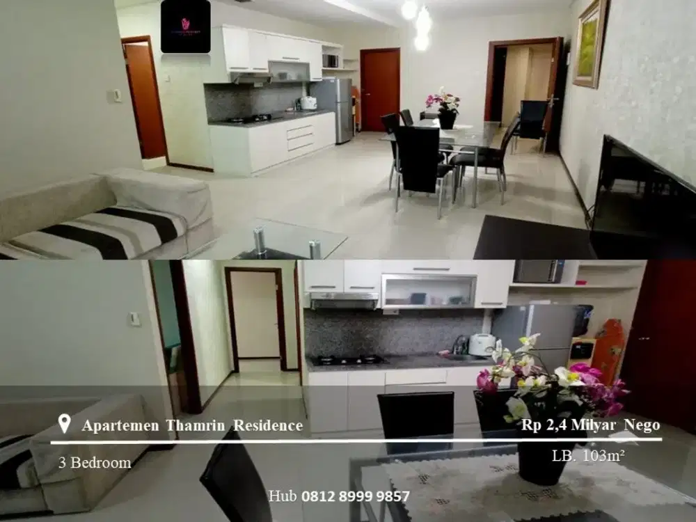 Dijual Apartement Thamrin Residence High Floor 3BR Full Furnished