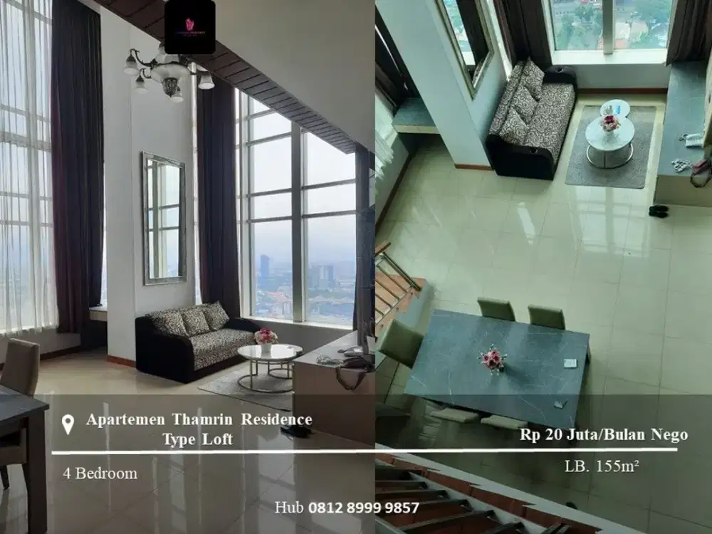 Disewakan Apartement Thamrin Residence 3BR Full Furnished