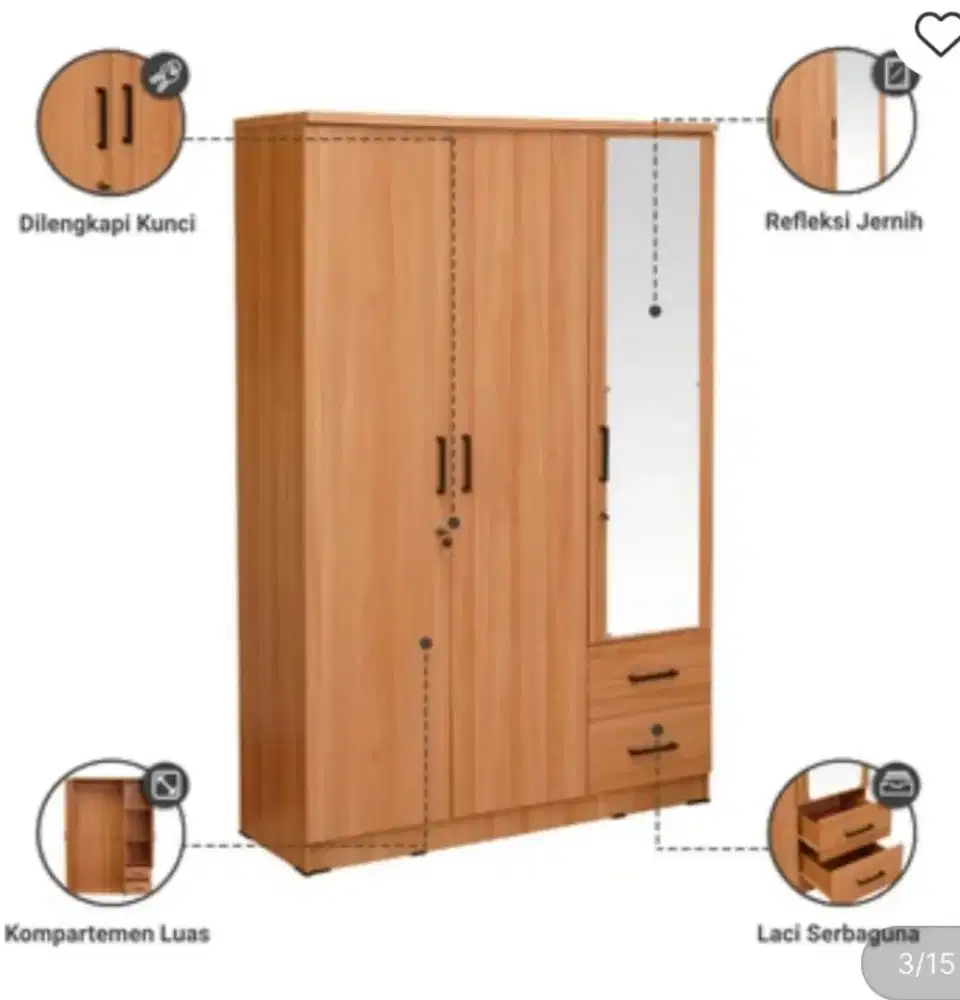 LIVIA LEMARI PAKAIAN 3 PINTU