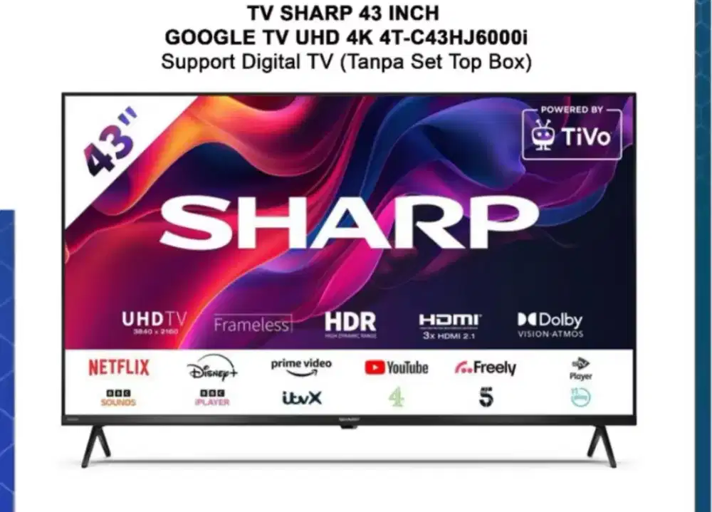 Dijual TV Baru Sharp 43 inch 4T-C43HJ6000I