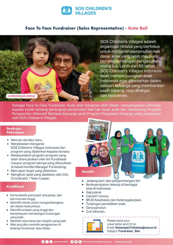 Face To Face Fundraiser (Sales Representative) Kota Bali