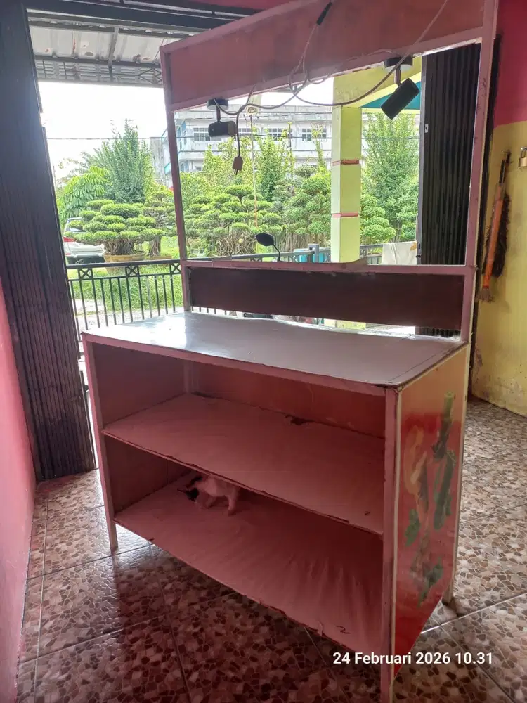 Gerobak steling kayu dan besi minuman dan makanan