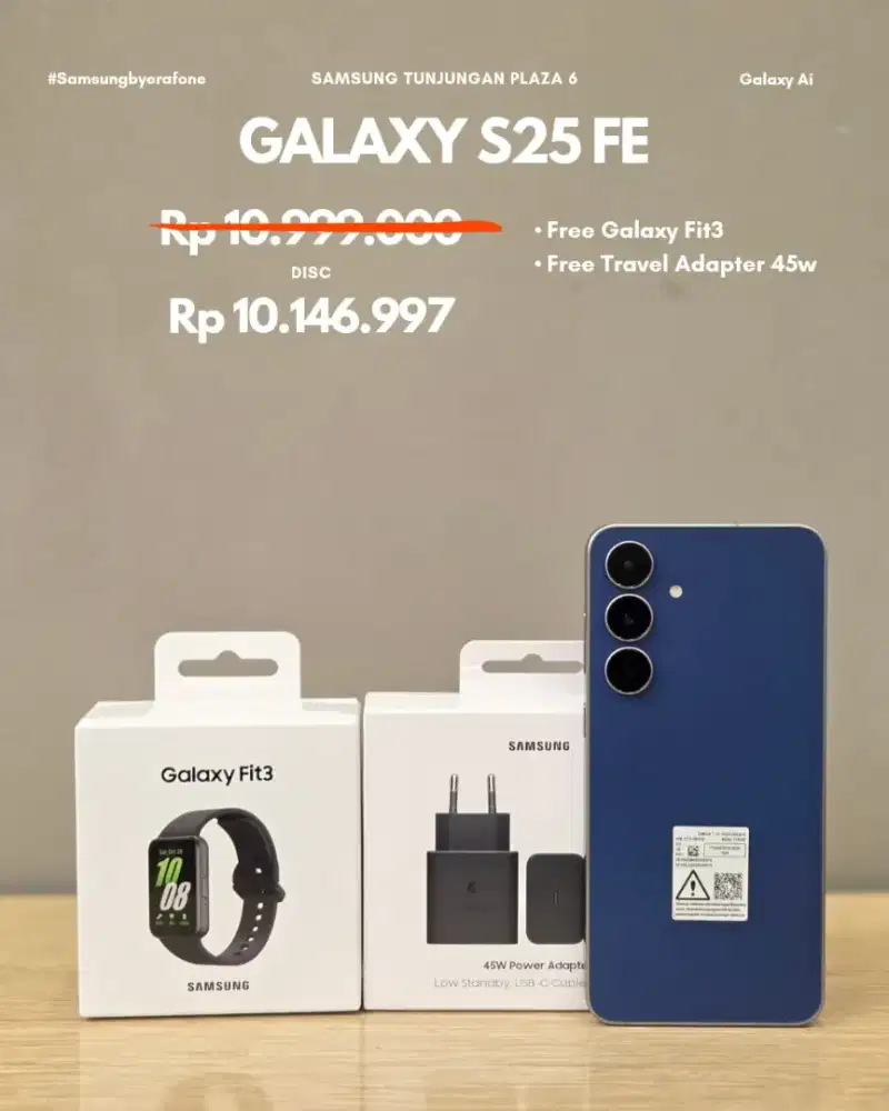 SAMSUNG GALAXY S25FE FREE ADAPTER 45W + FIT 3