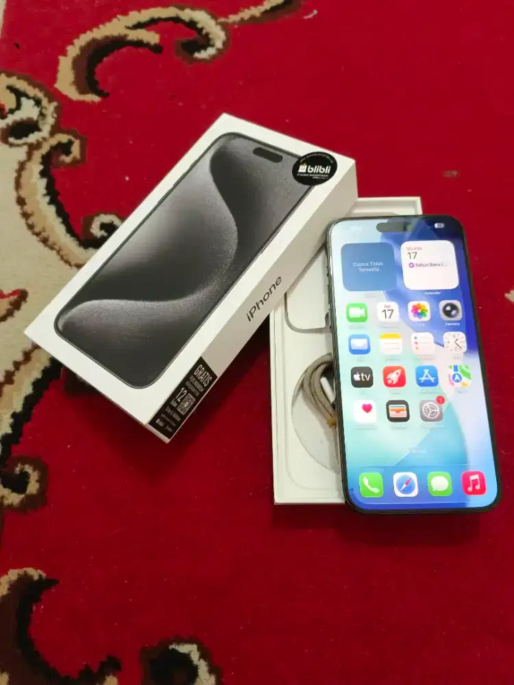 Iphone 15 pro max 256 ex IBOX bh 84 black mulus fullset ori