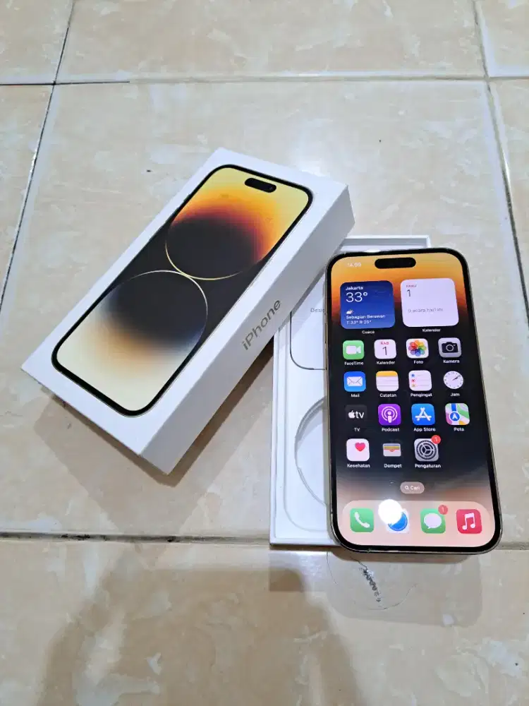 Iphone 14 pro max 128 ex IBOX bh 88 gold mulus fullset ori