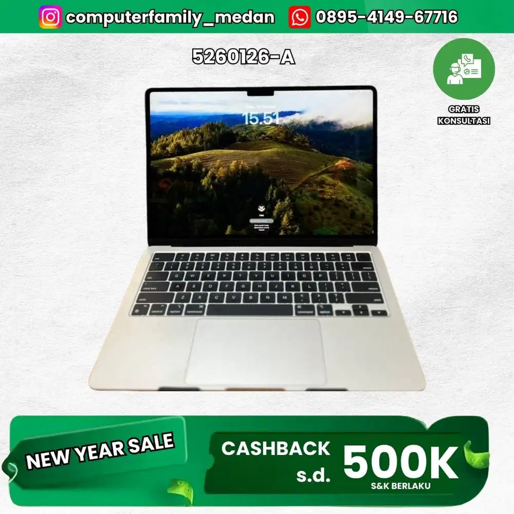 MACBOOK APPLE AIR M2 13 SSD 256/8GB-IBOX BH 100% LIKE NEW