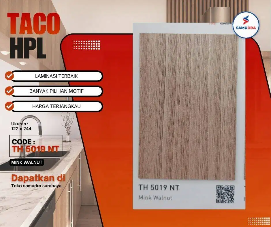 harga HPL TACO - TH 5019 nt Mink walnut