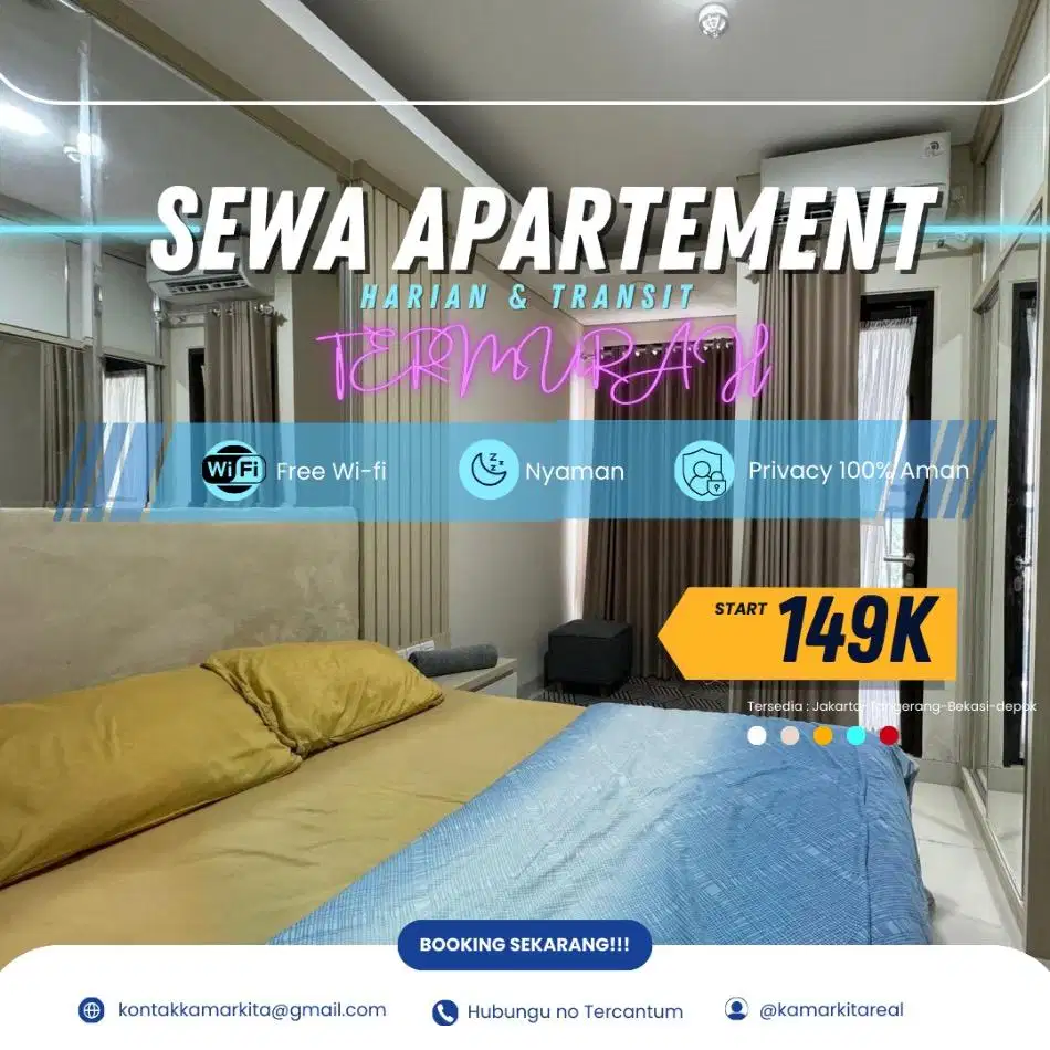Disewakan Apartemen Transpark Juanda Bekasi Timur Harian/Transit Murah