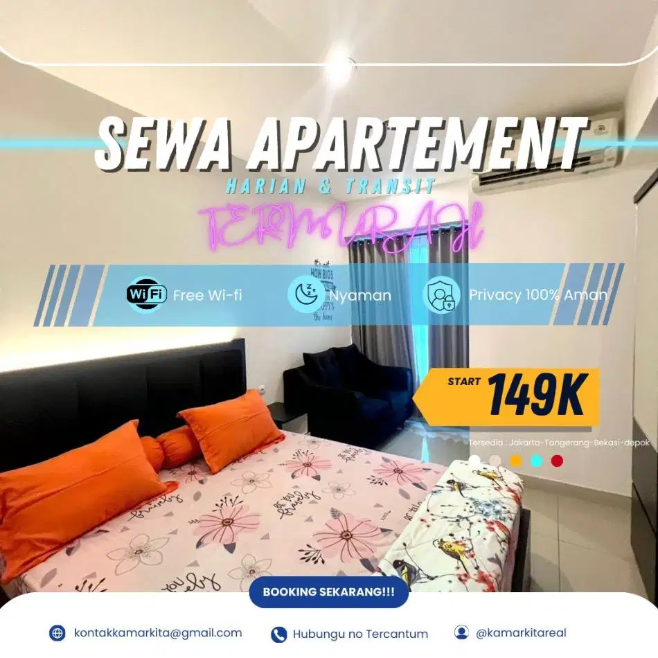 Disewakan Apartemen Bekasi Patraland Urbano Harian/Transit Termurah