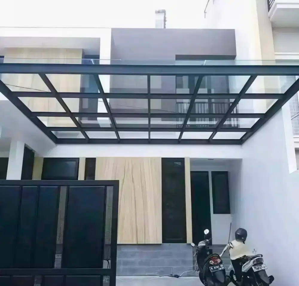 Kanopi rangka hollow atap solerflat