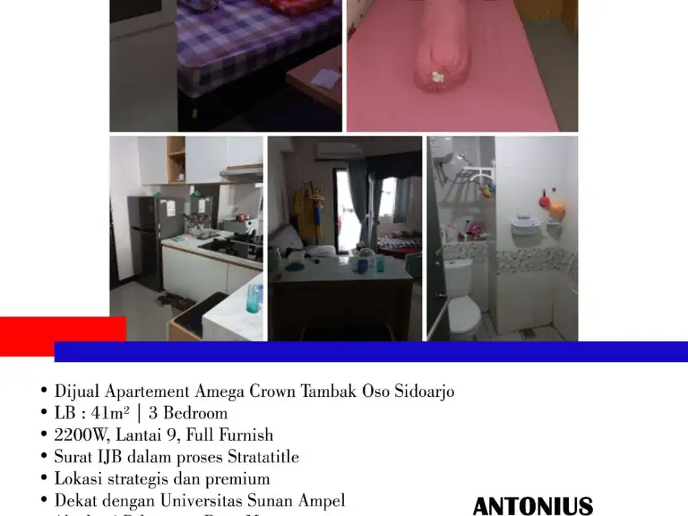 Dijual Apartement Amega Crown Residence Tambak Oso Sidoarjo