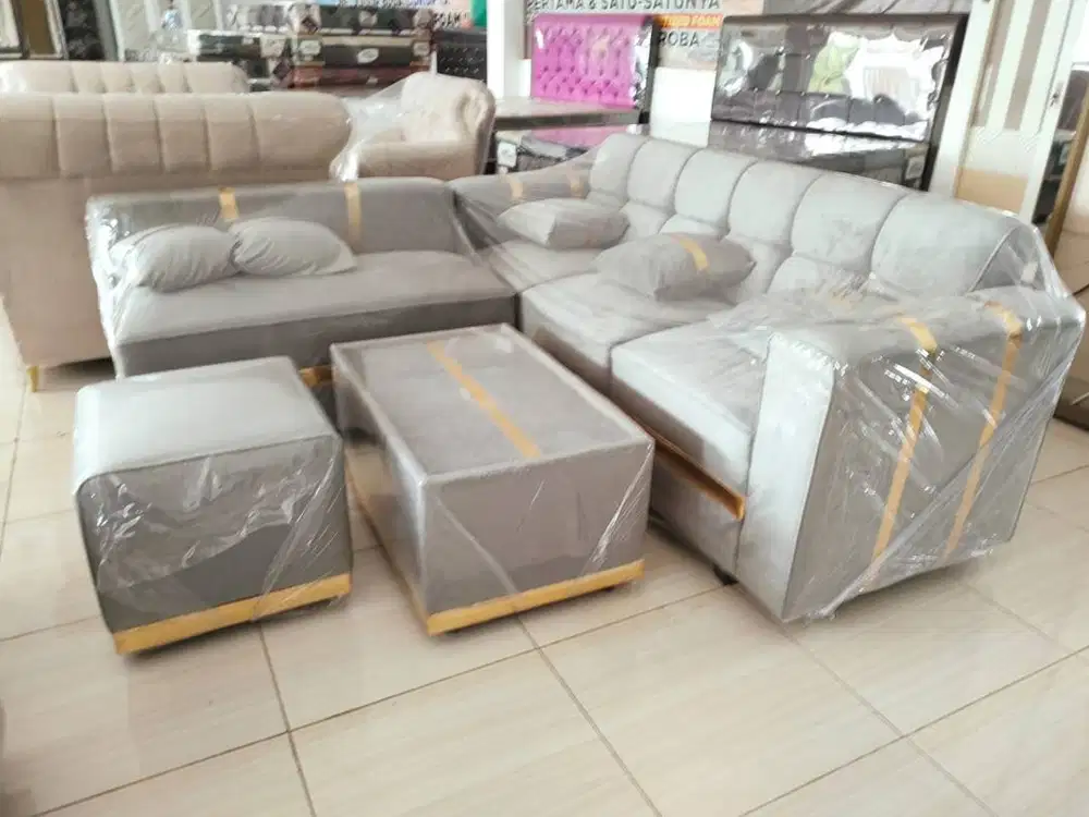 sofa L smoke full busa set minimalis