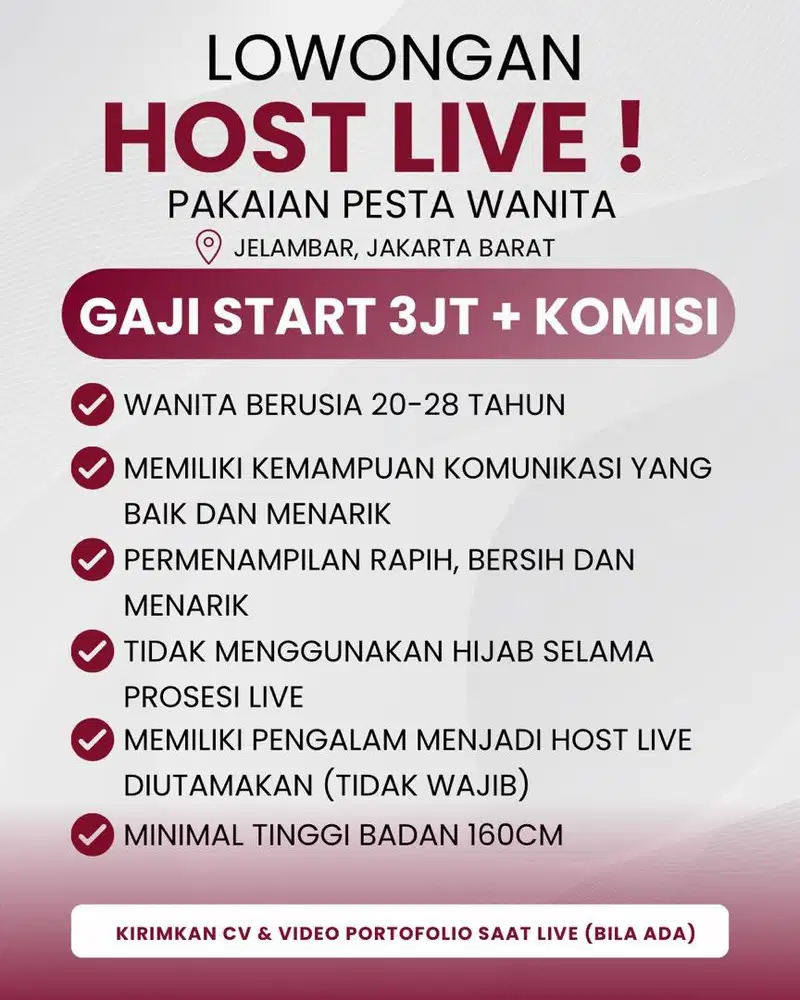 LOWONGAN HOST LIVE !