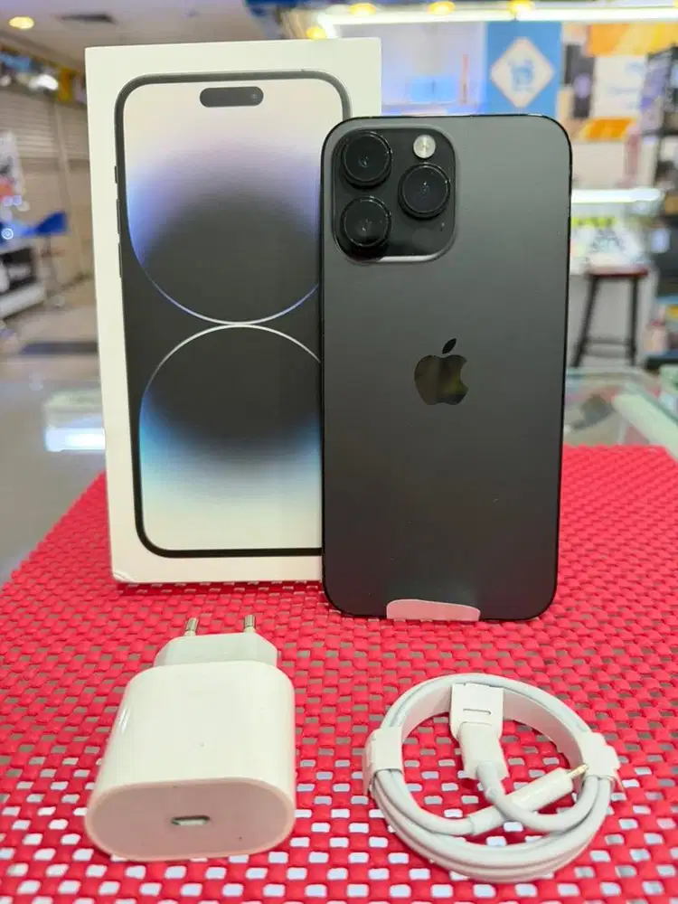 IPHONE 14 PROMAX 128gb BLACK EX GARANSI RESMI IBOX LENGKAP MULUS