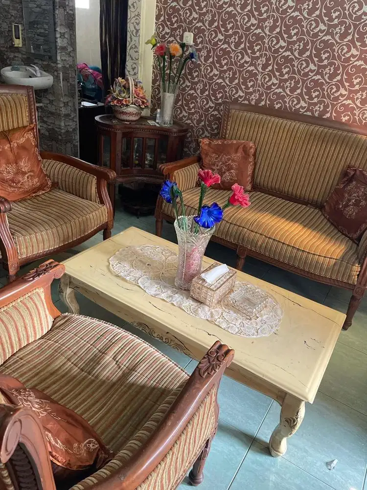 Set kursi tamu jati 2111plus mj marmer