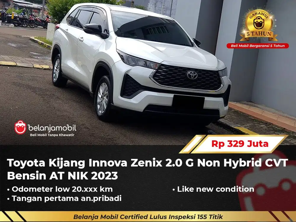 [ GARANSI 5TH ] Toyota Kijang Innova Zenix 2.0 G Non Hybrid 2023/2024