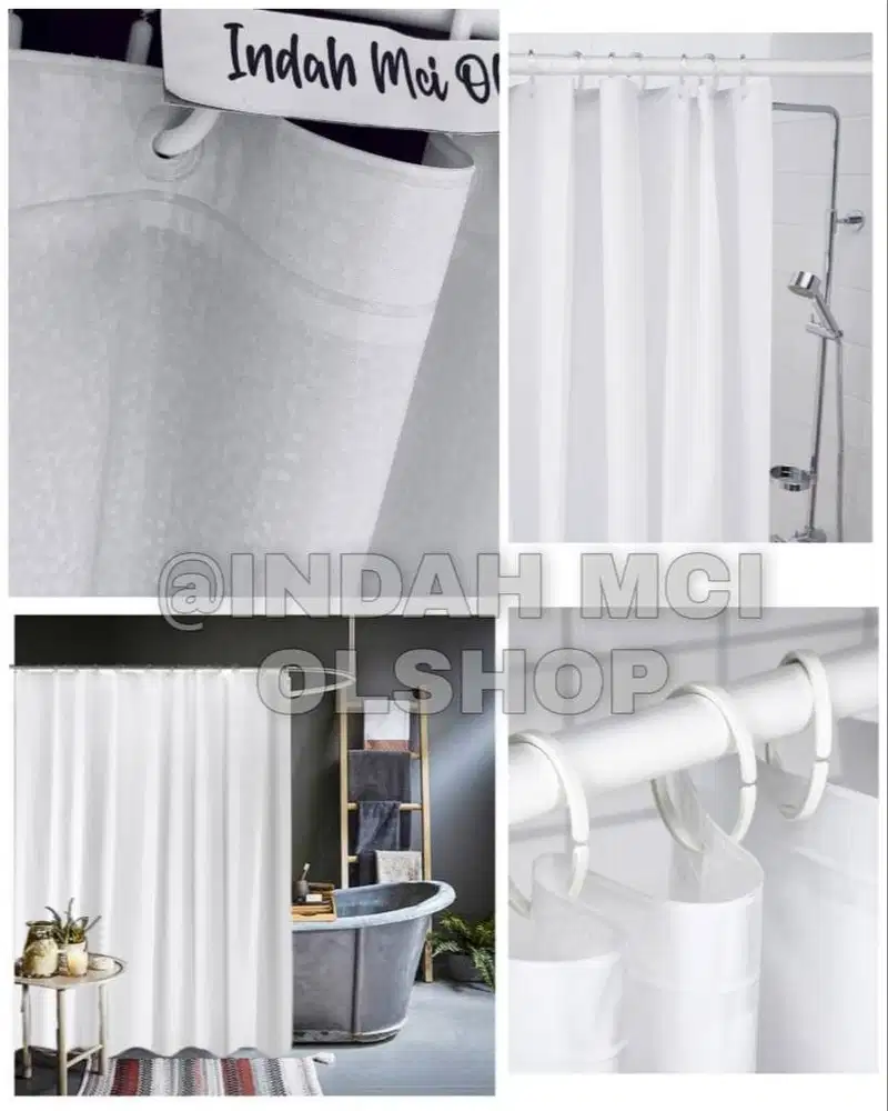 Tirai Shower Putih Embos