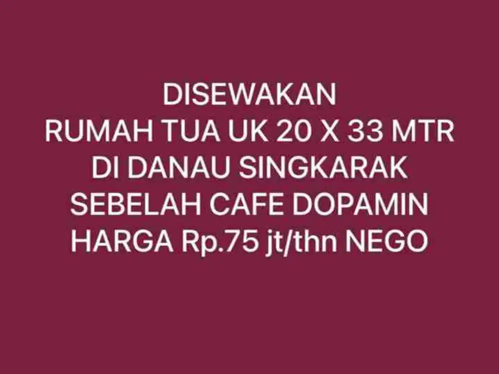 Disewakan Rumah Cocok buat Cafe