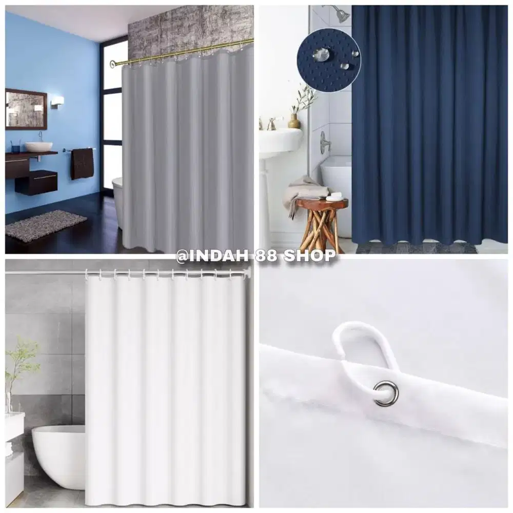 Tirai Kamar Mandi Polos / Tirai Shower Anti Air / Shower Curtain Peva