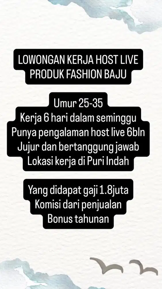 Lowongan kerja host live