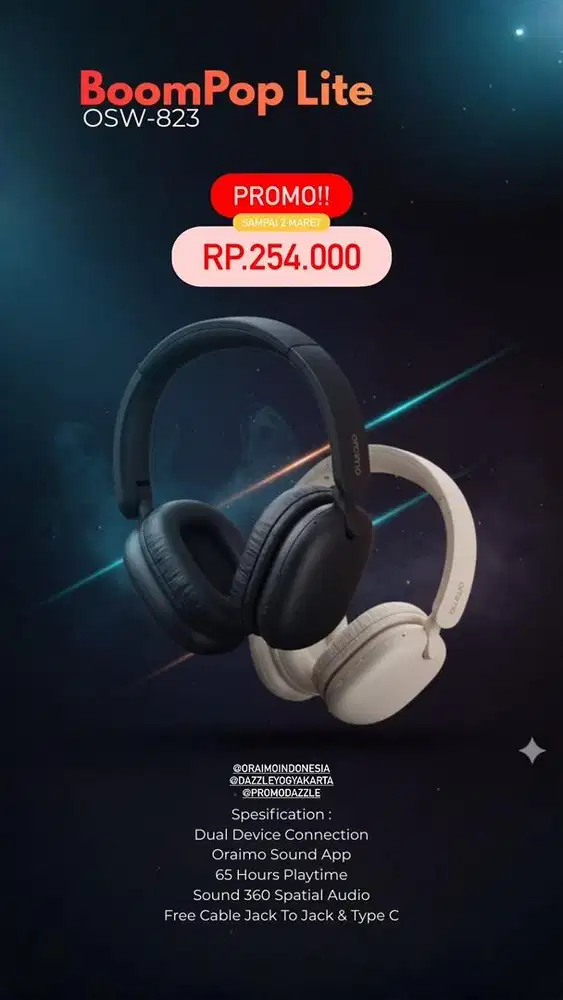 Headphone BoomPop Lite Oraimo OHP-317