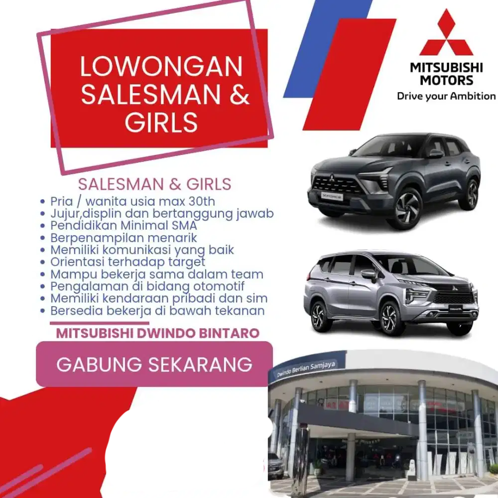PERUSAHAAN OTOMOTIF JEPANG YG BERKEMBANG MEMBUTUHKAN SALESMAN / GIRL