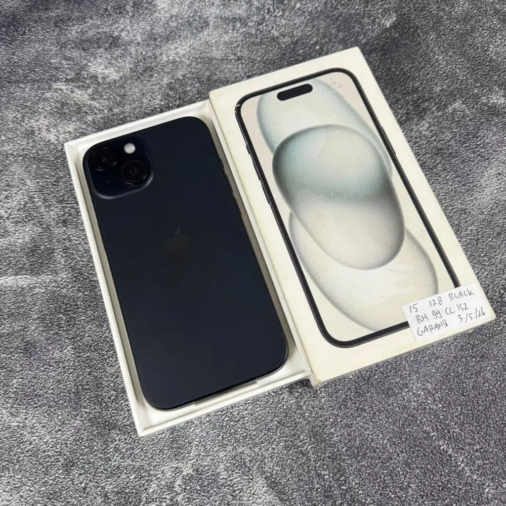 Iphone 15 128GB Black Garansi 03/05/2026 BH 99 CC 152 Ibox