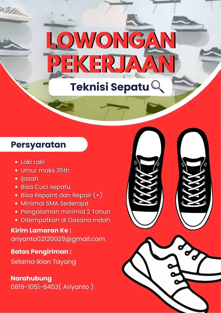 Lowongan Teknis Cuci Sepatu