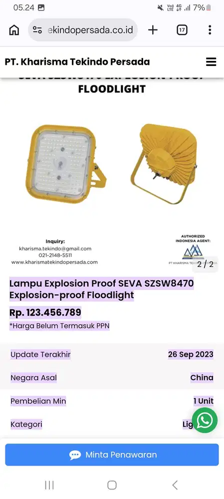 Lampu sorot/lampu led merk seva