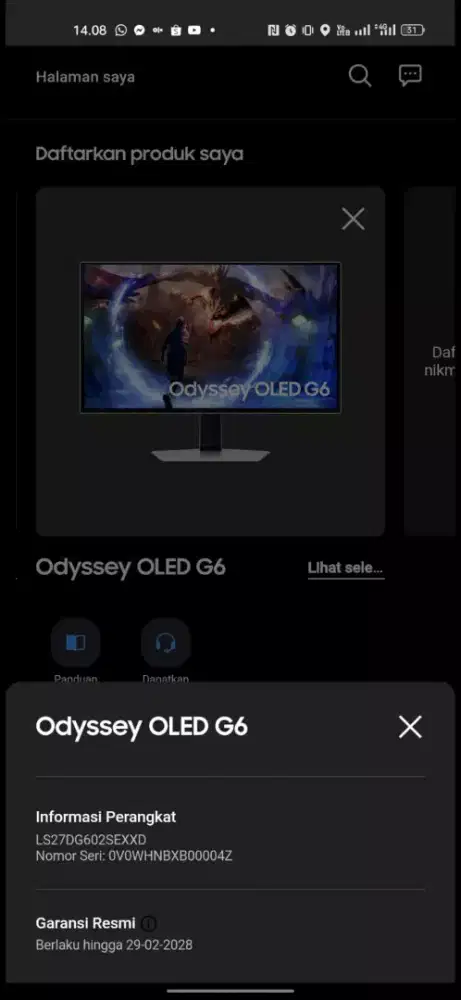 Jual monitor gaming samsung odyssey Olled GB 27