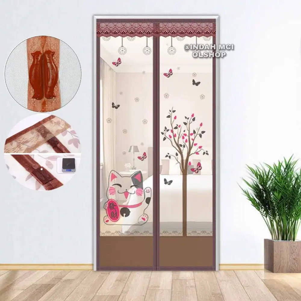 Tirai Magnet Pintu Warna Coklat