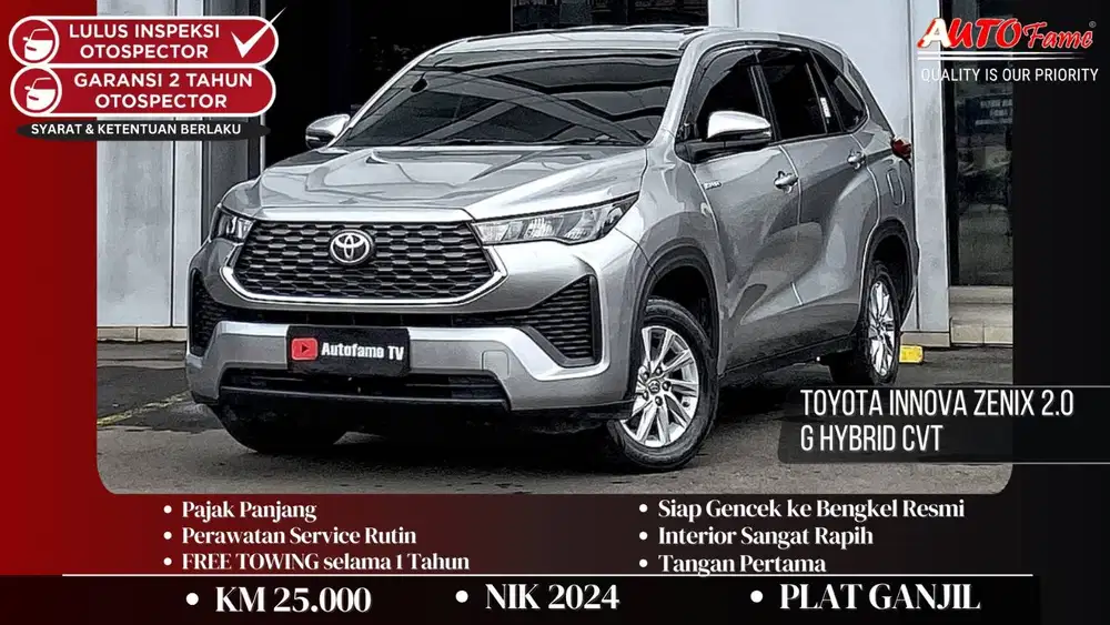 Toyota Innova Zenix 2.0 G Hybrid CVT AT NIK 2024 Silver On Brown Tgn 1