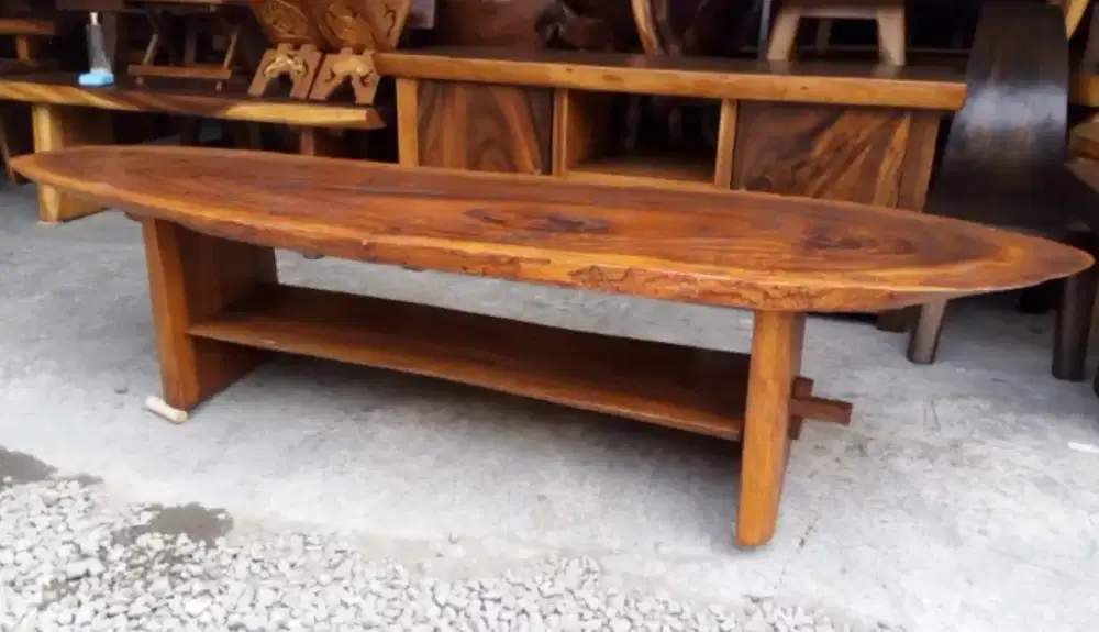 Meja kayu utuh antik alami trembesi