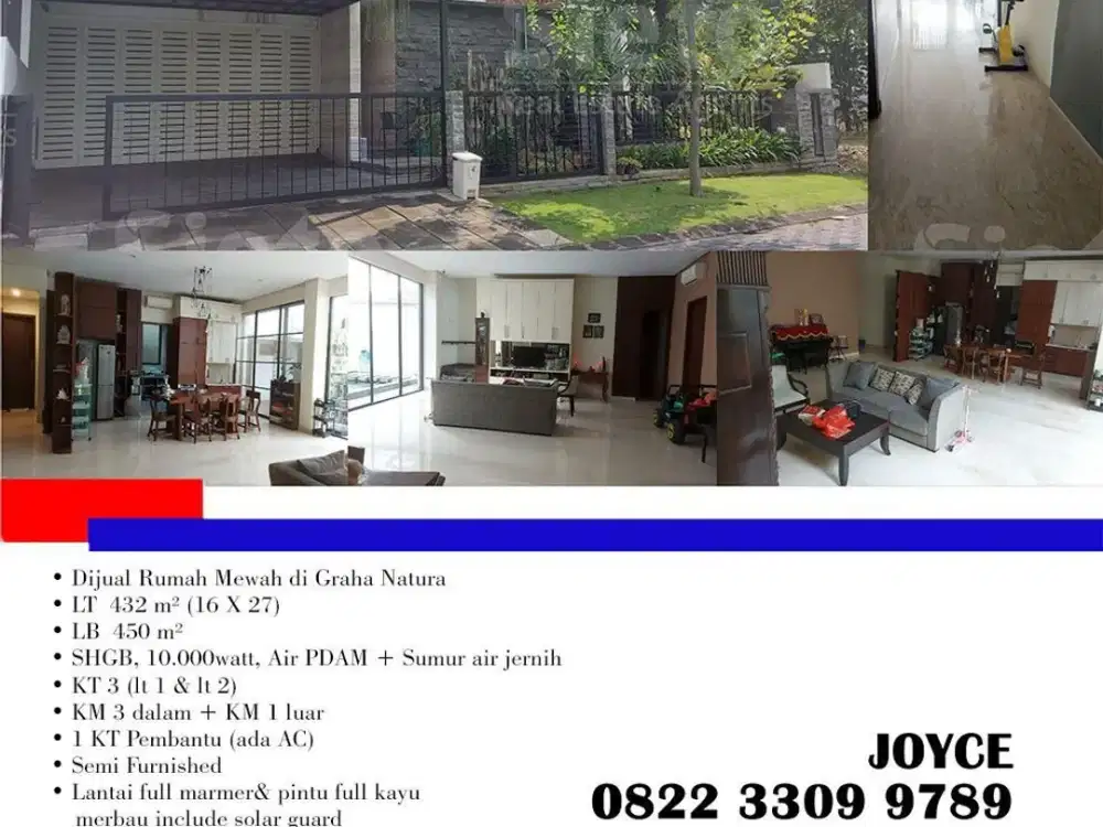 Dijual Rumah Mewah di Graha Natura