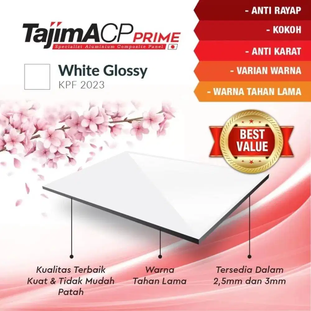 ACP Tajima 3mm 2 sisi Indoor - White Glossy