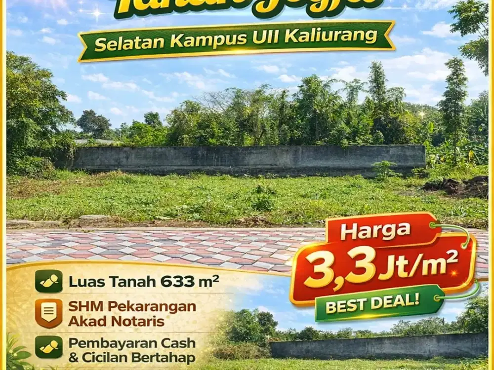 Tanah Kost Jogja Ring 1 Selatan Kampus UII Kaliurang