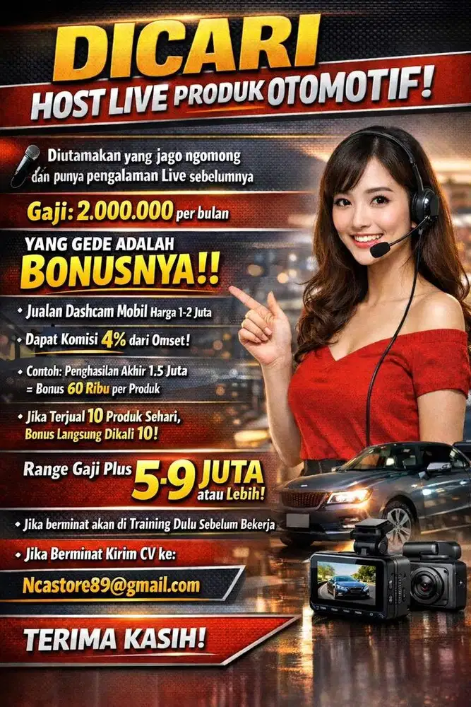 LOWONGAN KERJA LIVE SHOPEE AND TIKTOK ADA BONUS GEDE !