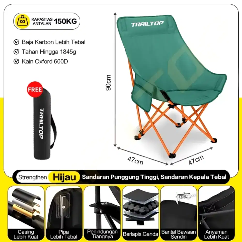Kursi Lipat Outdoor Beban 150KG
