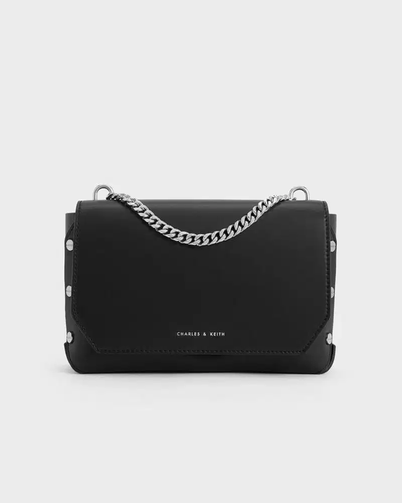 Charles & Keith Clea Chain-Handle Bag (Noir)