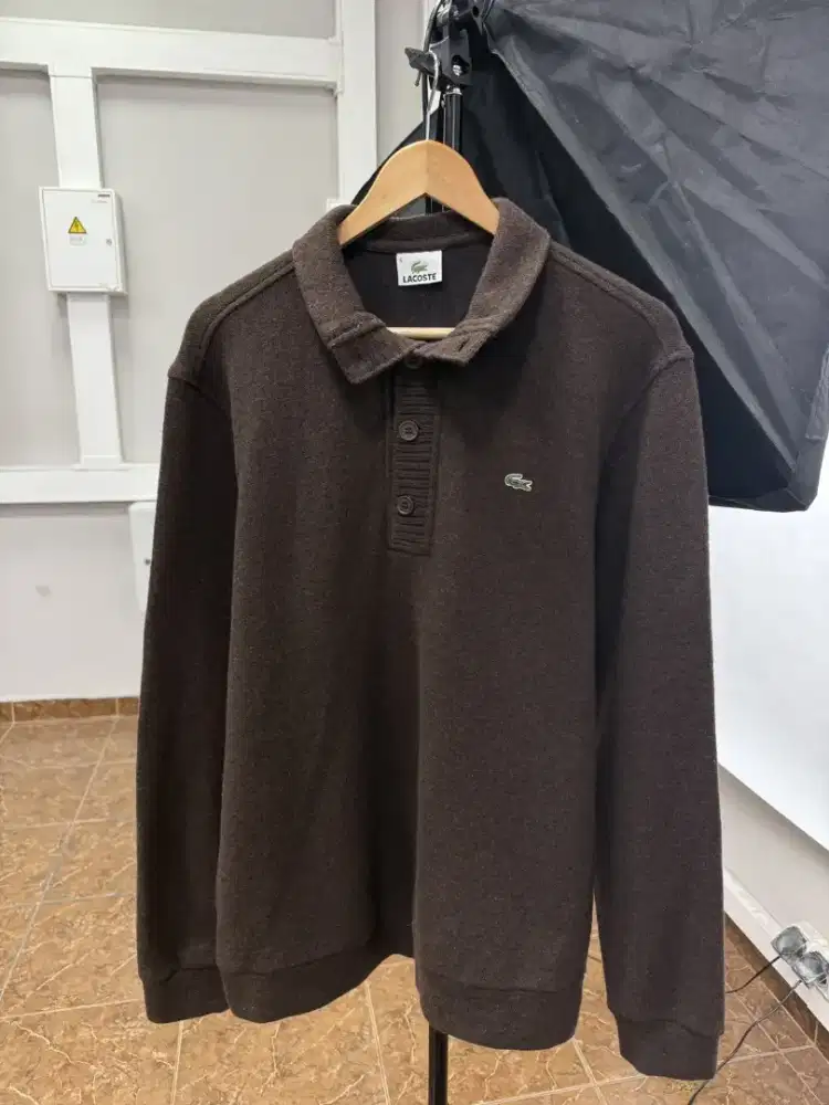 Jacket wool Lacoste brown ukuran XL