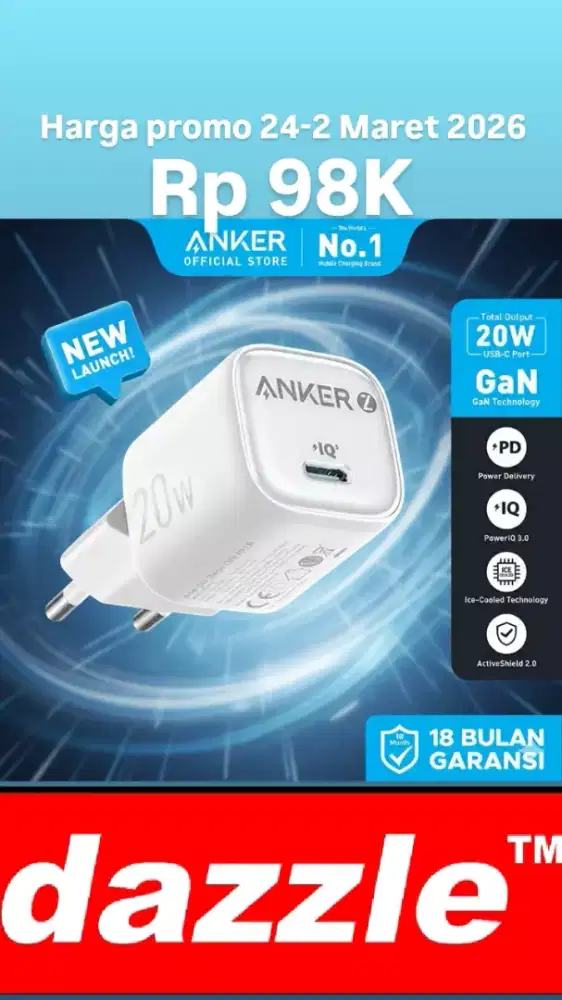 Charger anker zolo gan 20 w port type c white