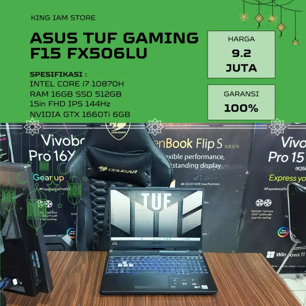 Laptop Gaming ASUS TUF F15 i7-10870H 8-Core GTX 1660Ti RAM 16GB 144Hz
