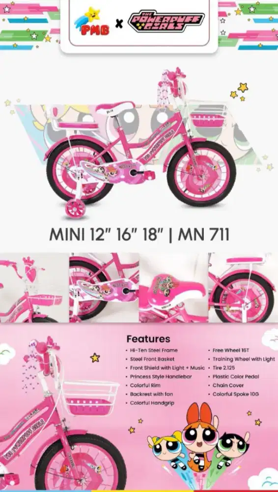 Sepeda Mini Ank cewk super cute lengkap musik berlampu UK1618