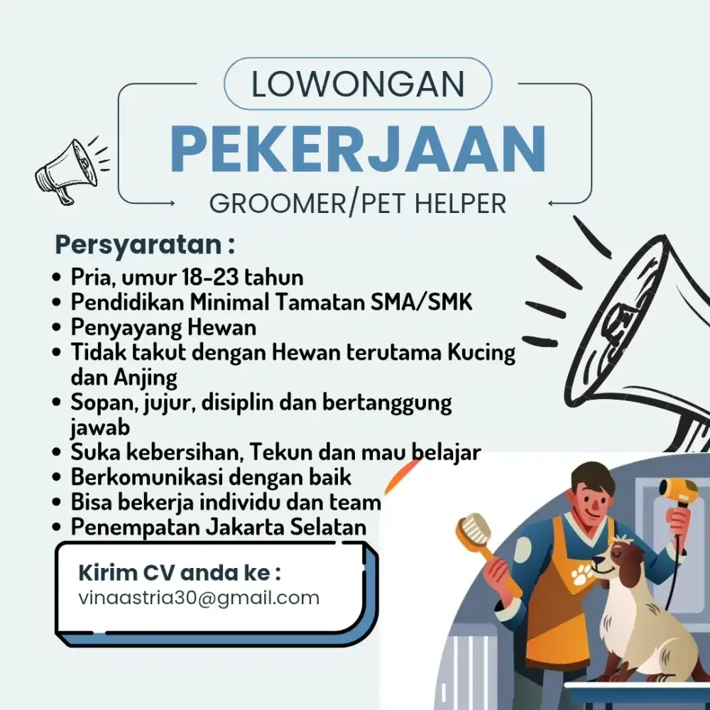 LOWONGAN KERJA PETSHOP/KLINIK HEWAN
