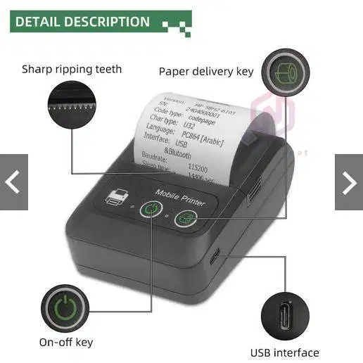 printer struk bluetooth thermal merk Vyn solusindo 58W kertas 58mm