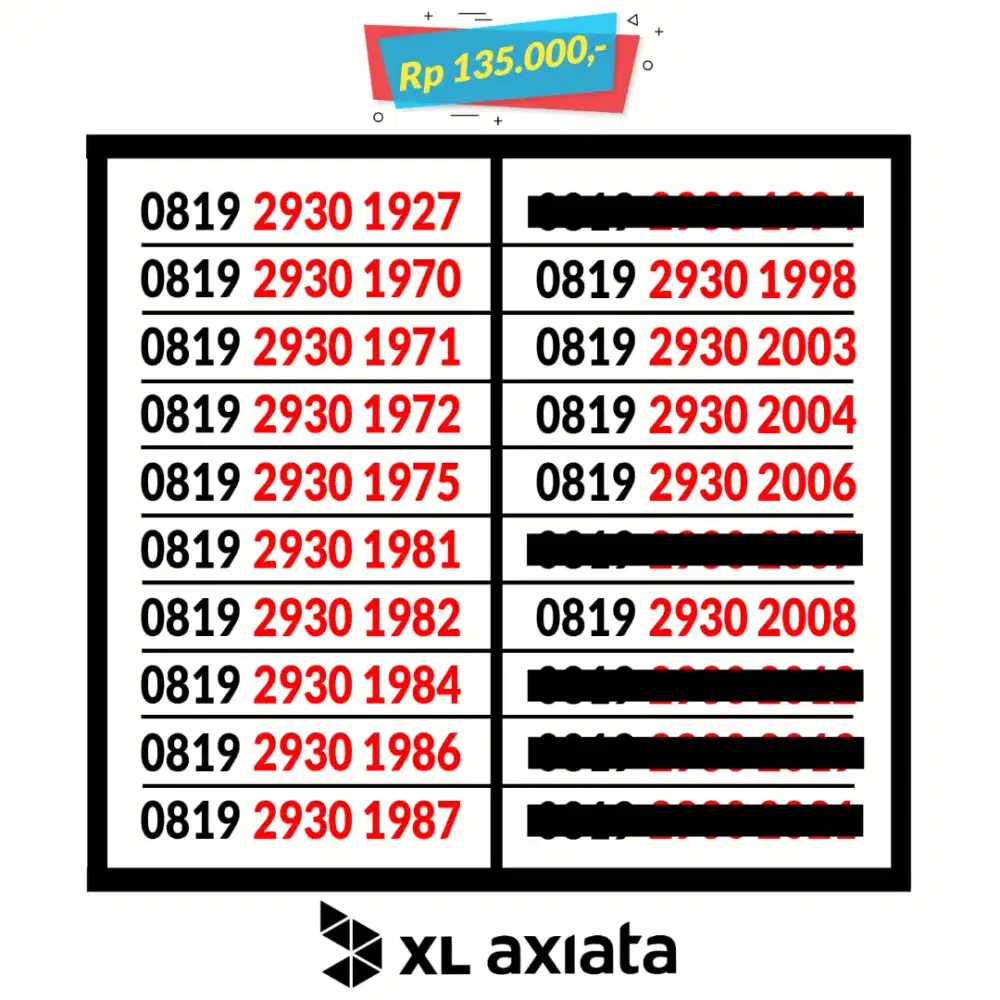 Nomor Cantik XL Tahun Kelahiran awalan 081