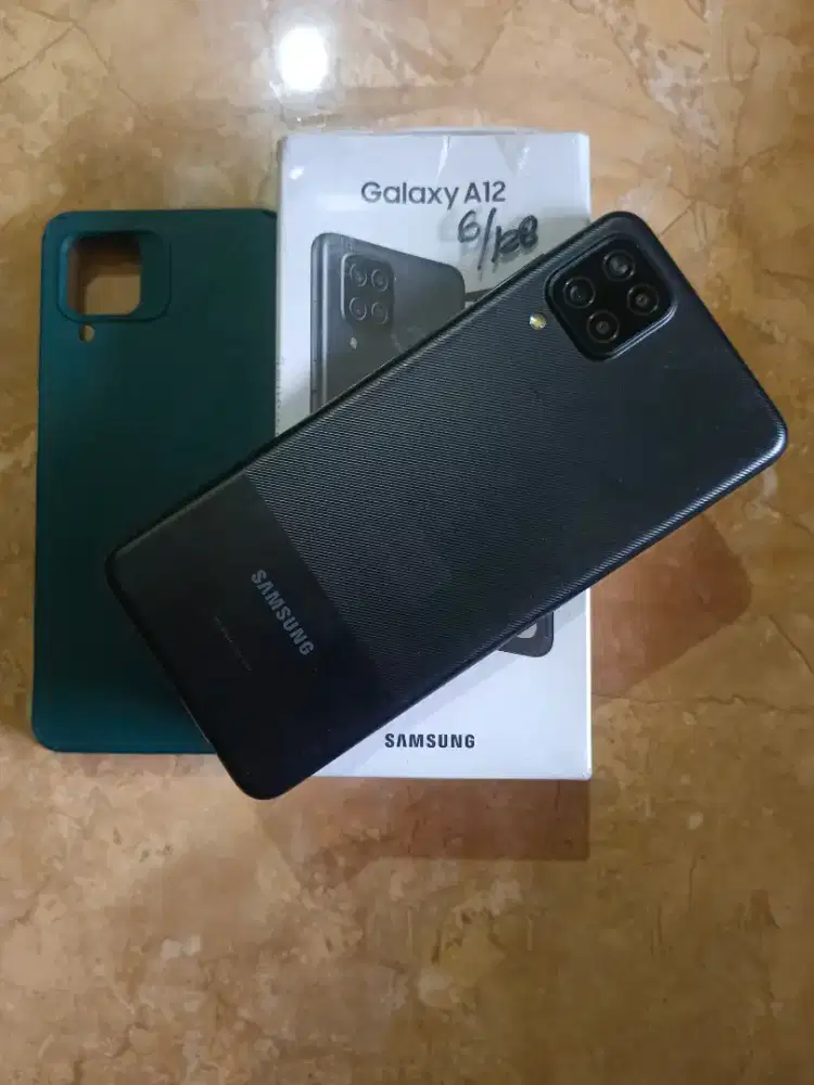Jual samsung A12 ram6/128 lengkap sudah ada pelindung depan belakang