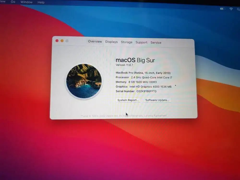 Macbook pro 2013 15 inch i7