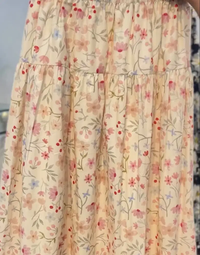 ROK BUNGA BANGKOK SKIRT ROK PANJANG BUNGA FLOWER TAG LABEL COTTON IMPO